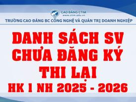 Danh sách sinh viên CHƯA ĐĂNG KÝ THI LẠI học kỳ 1 năm học 2025-2026 (Tính đến ngày 01/12/2025)